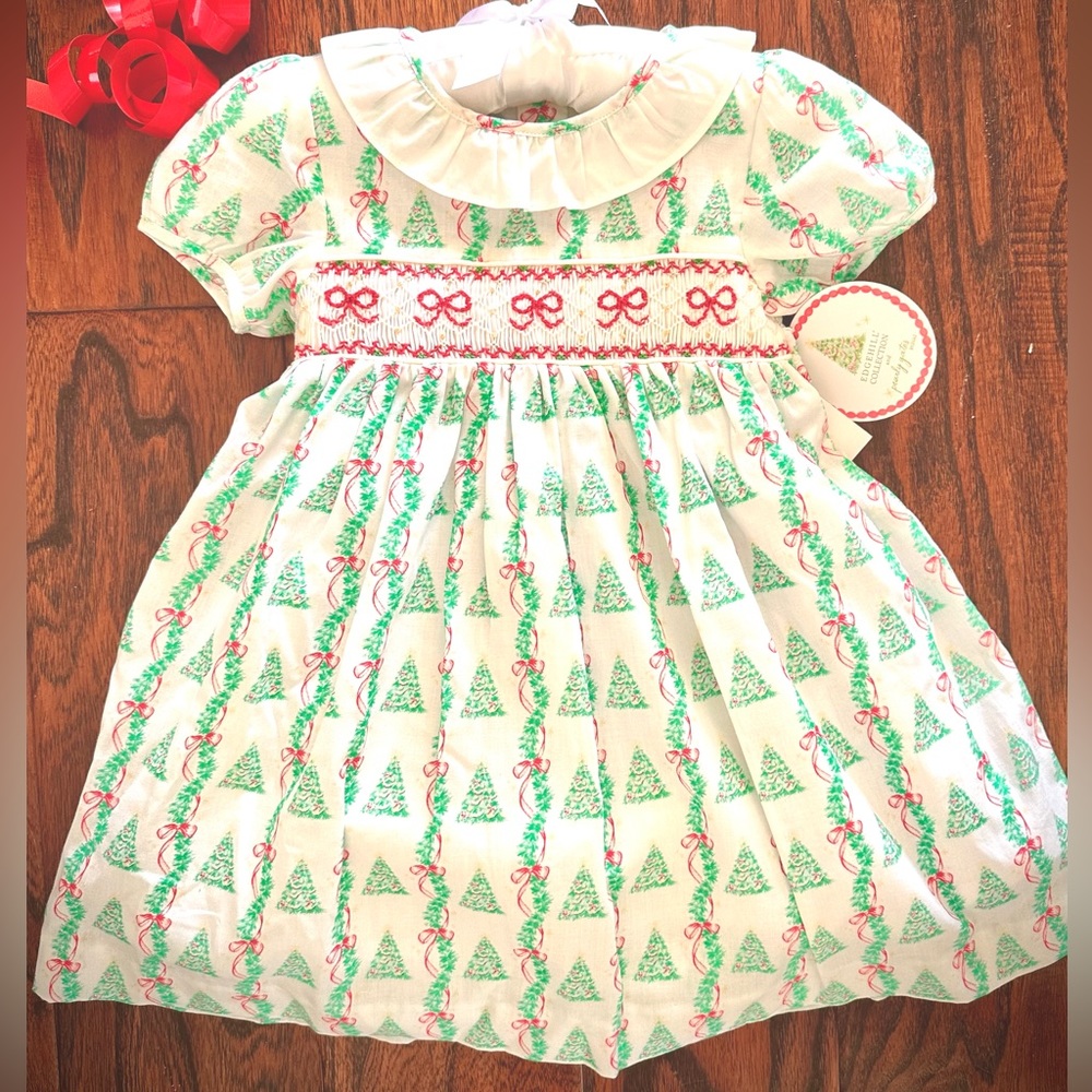 New holiday dress smocked infant baby girls